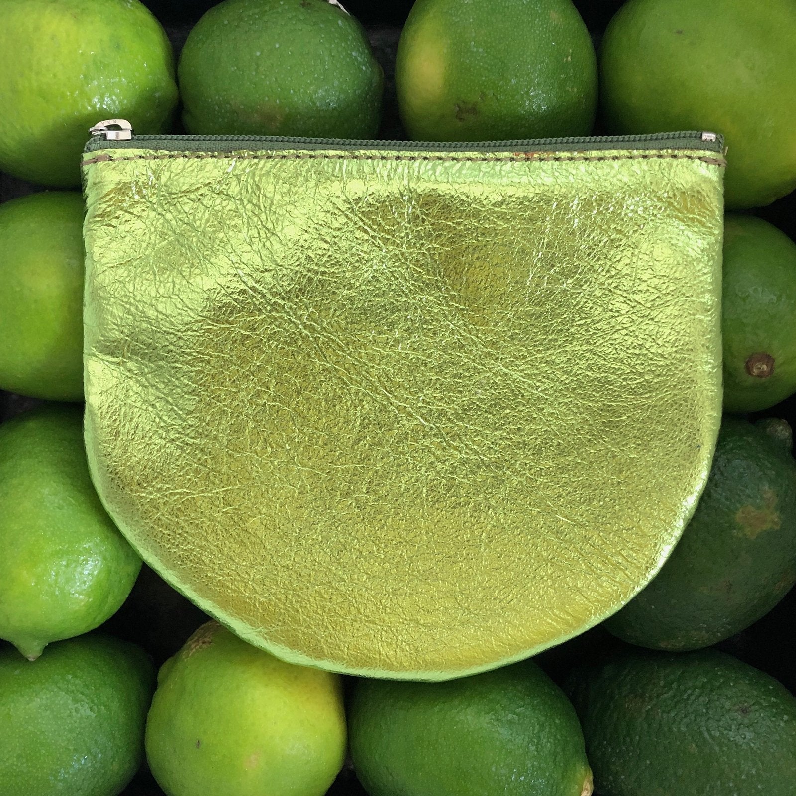 Luna Zippered Pouch - metallic leather