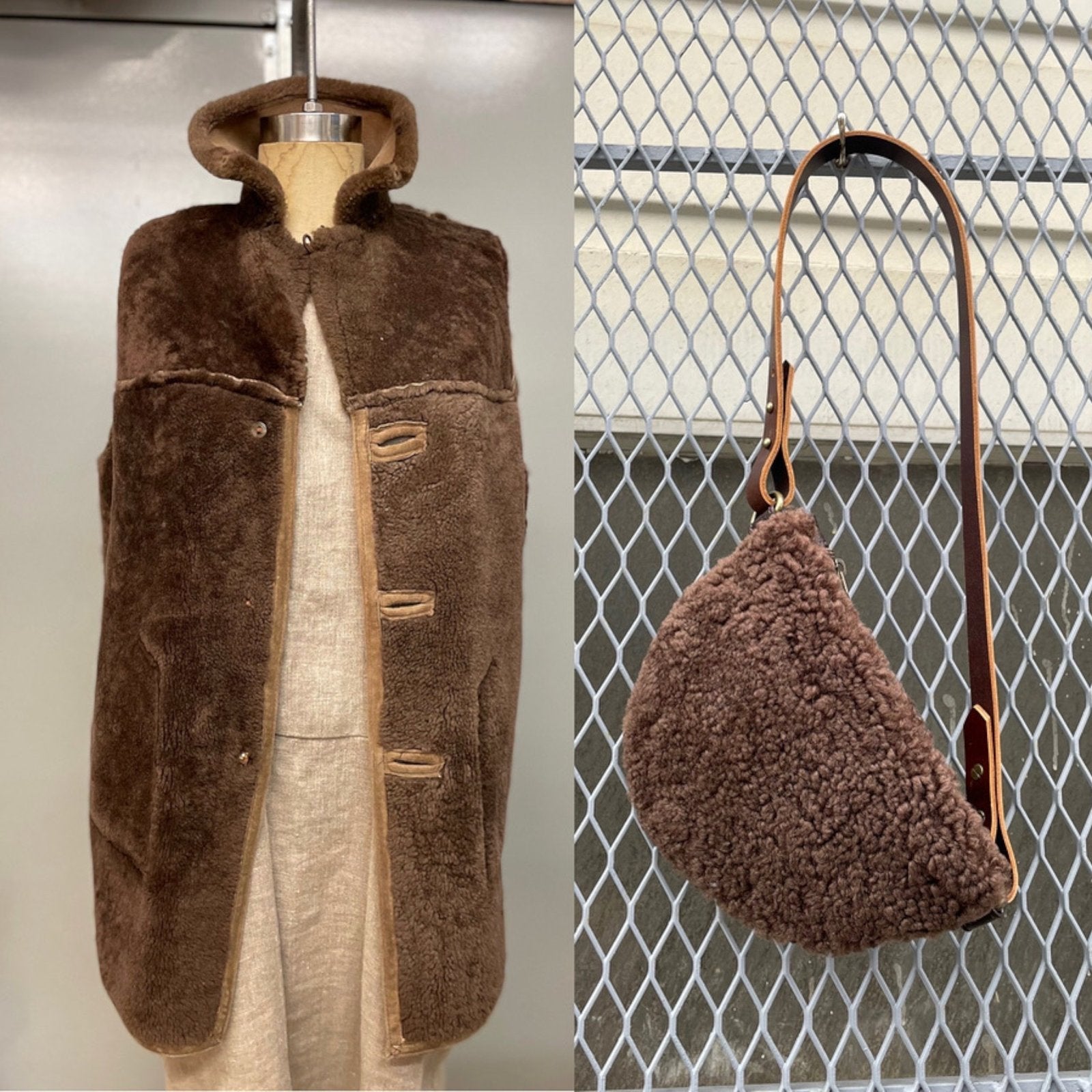 Luna - Reclaimed Shearling Bag - Cocoa